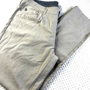 Linksoul Mens 36R Golf Pants Flat Front Performance Stretch Khaki